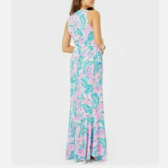 Lilly Pulitzer Taylee Maxi Dress Blue Ibiza Gimme The Juice - Picture 4 of 14